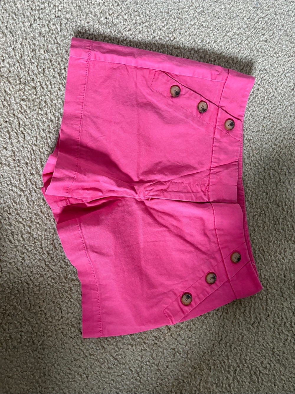 LOFT Bright Hot Pink High Waist Button-Detail Shorts